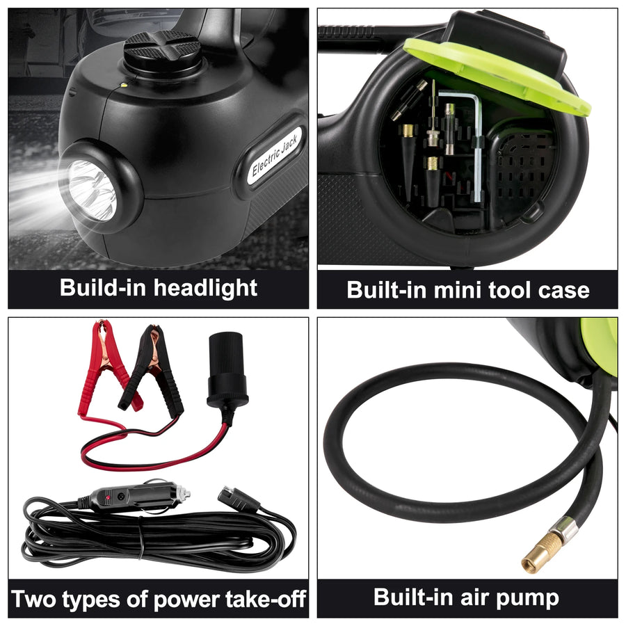5-Ton 12V Electric Hydraulic Jack Kit with Impact Wrench and LED Light