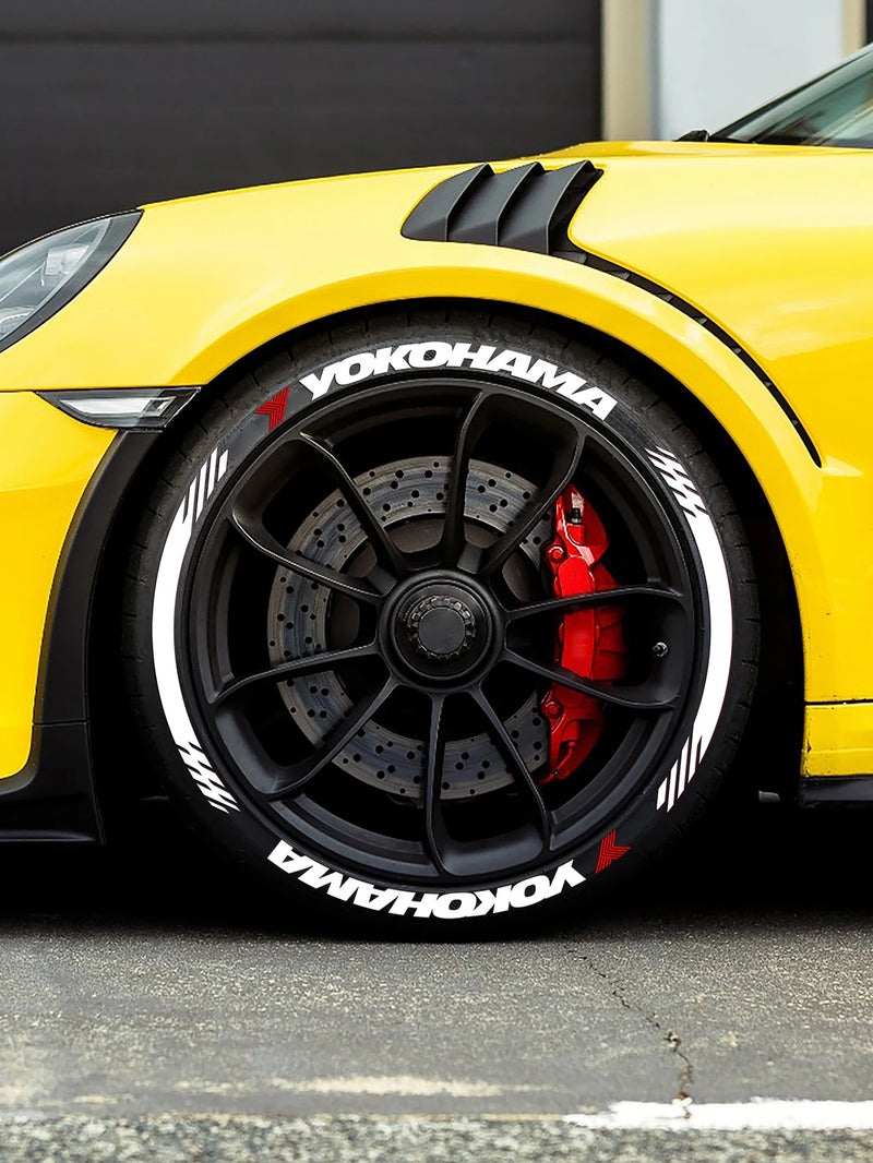 Yokohama Tire Letter Stickers Set for 4 Wheels 3D Pvc Raised Tire Decals Waterproof Racing Sidewall Decor