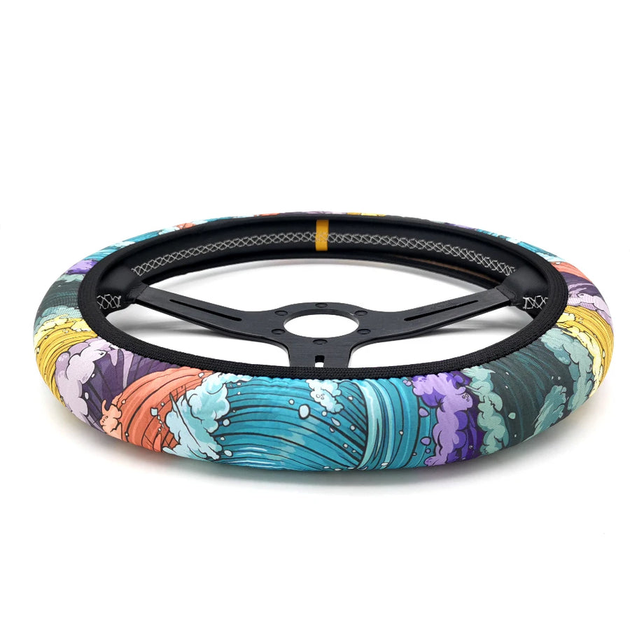 Hokkaido Wave and Sakura 38 cm Steering Wheel Cover