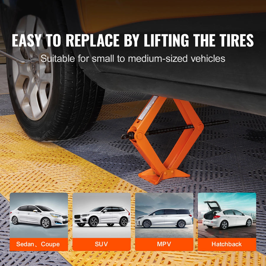 2.5-Ton Portable Scissor Jack with 3.7-17.1 Inch Lift Range
