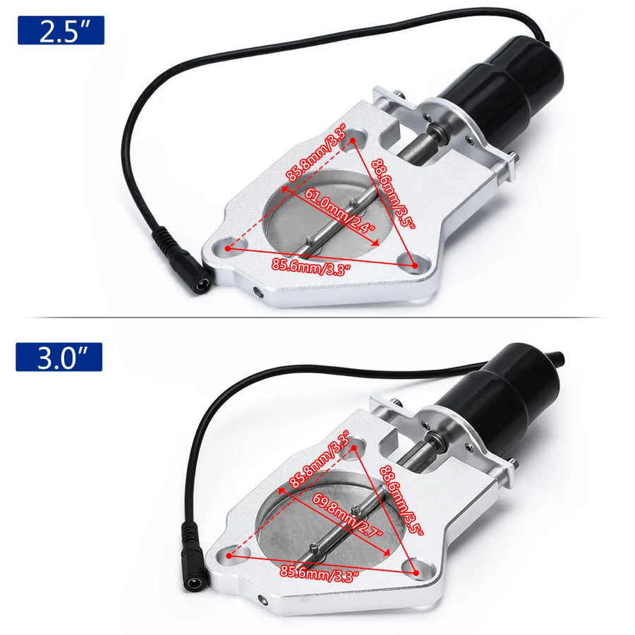 2.5" 3" Cutout Stainless Steel Exhaust Cut Out Header BE Cut Pipe Electric Valve Exhaust Tip Muffler Kit