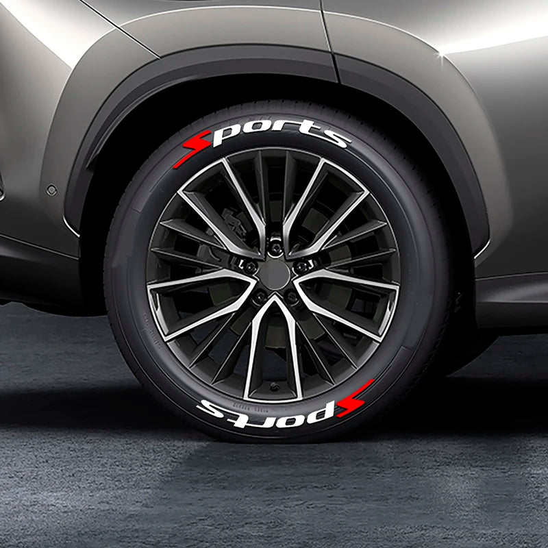 Sports Alphabet Pvc Car Tire Decals Tire Automotive Decorative Accessories Stylish Wheel Waterproof Stickers Adhesive-Free