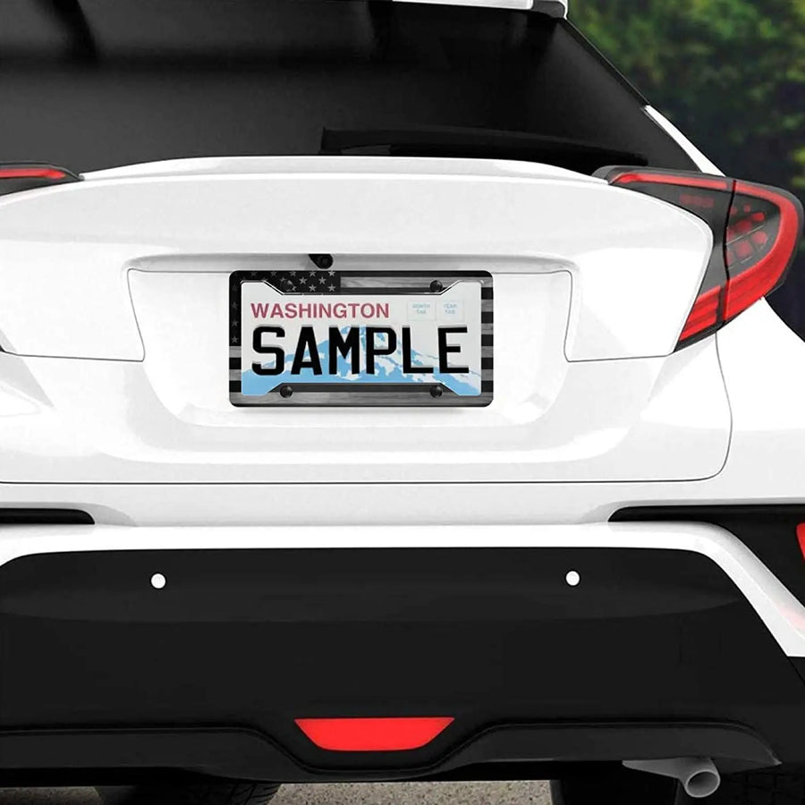 2-Piece American Flag Aluminum License Plate Frame Set
