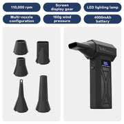 Cordless Turbo Air Blower and Electric Duster with 4 Speeds & LED Display 110,000 RPM