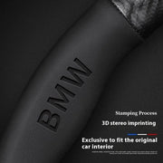Anti-Slip Carbon Fiber-Look Leather Steering Wheel Cover for BMW