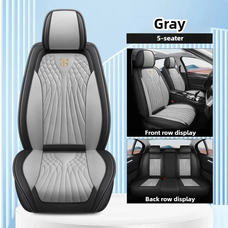 Luxury 3D Stitched Nappa Leather Car Seat Covers 5 Seats Laser Perforated Breathable Easy Fit