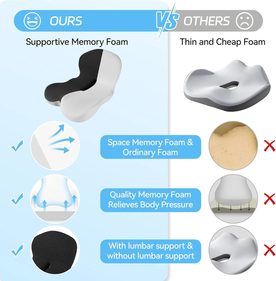 Memory-Foam Car Lumbar Support Cushion