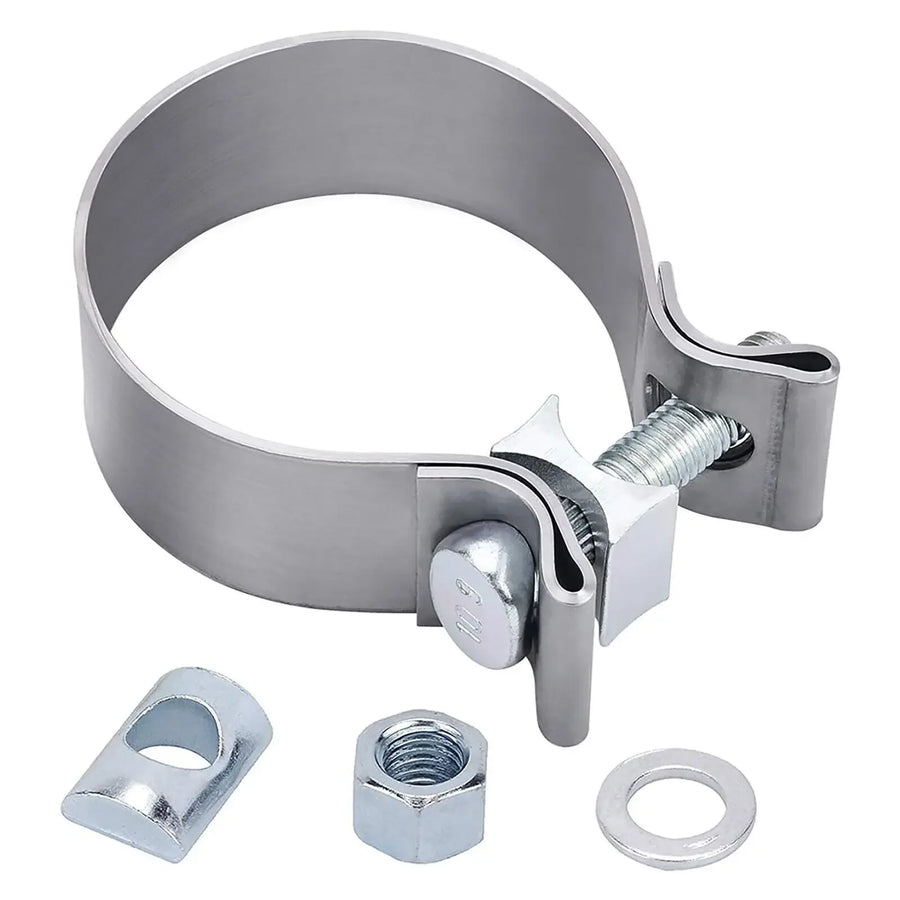 For Mufflers Catalytic Converters Silver 4-Piece 2.5 Inch T409 Stainless Steel Narrow Band Exhaust Clamps