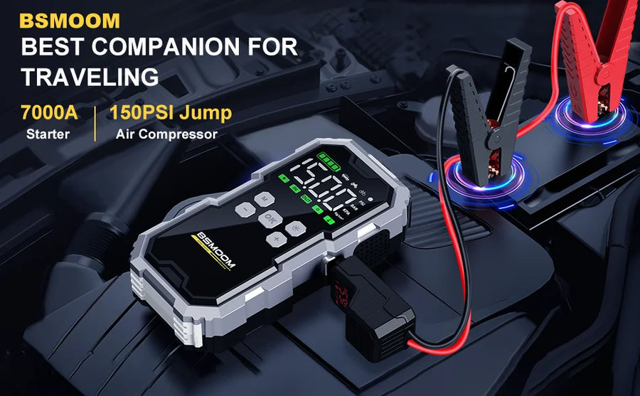 Portable Car Jump Starter with Power Bank and LED Light - Multiple Output Options