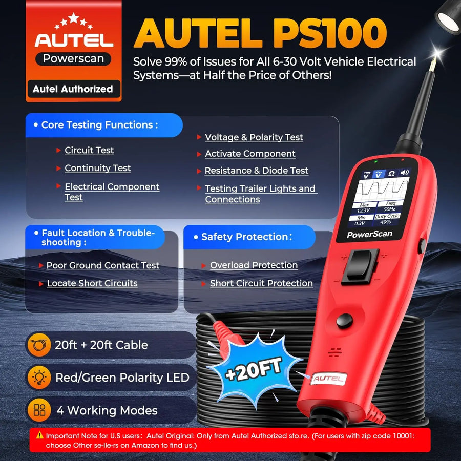 Autel PowerScan PS100 Automotive Circuit Tester and Electrical Diagnostic Tool
