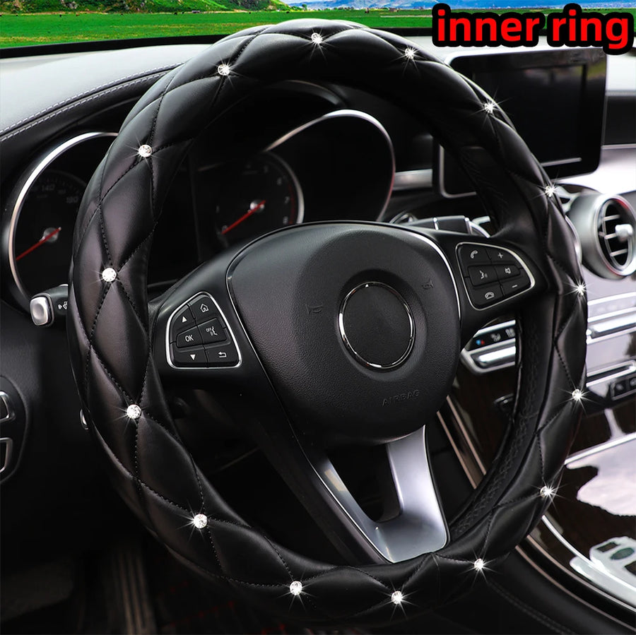 Steering Wheel Cover – diamond-look, 15 inches