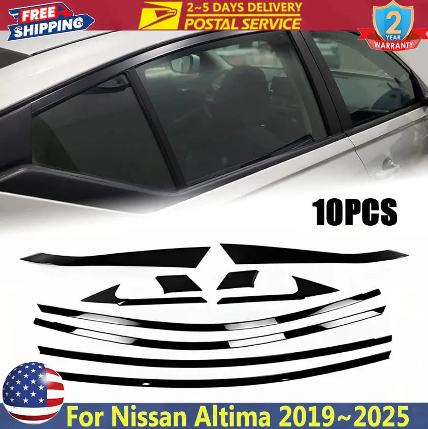 10-Piece Exterior Window Trim Set for Nissan Altima 2019-2025