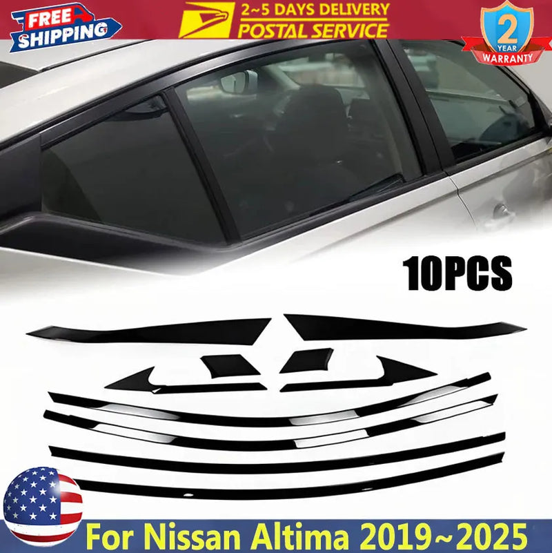 10-Piece Exterior Window Trim Set for Nissan Altima 2019-2025
