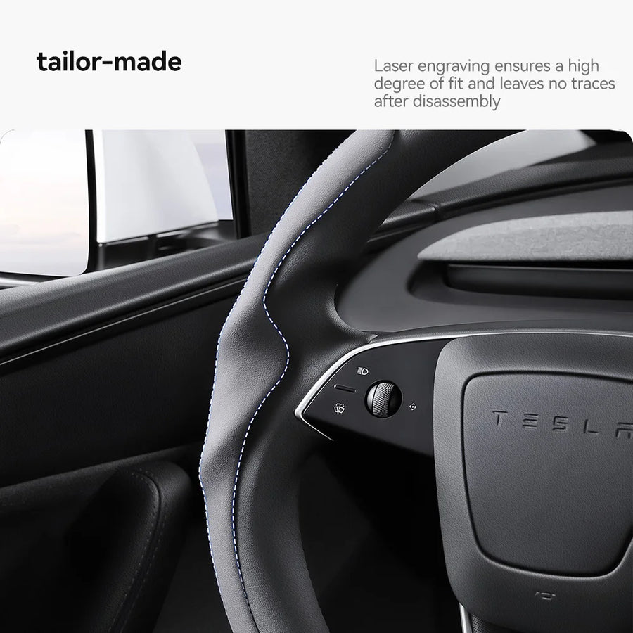 Suede Steering Wheel Cover for Tesla Model 3/Y Highland and Juniper