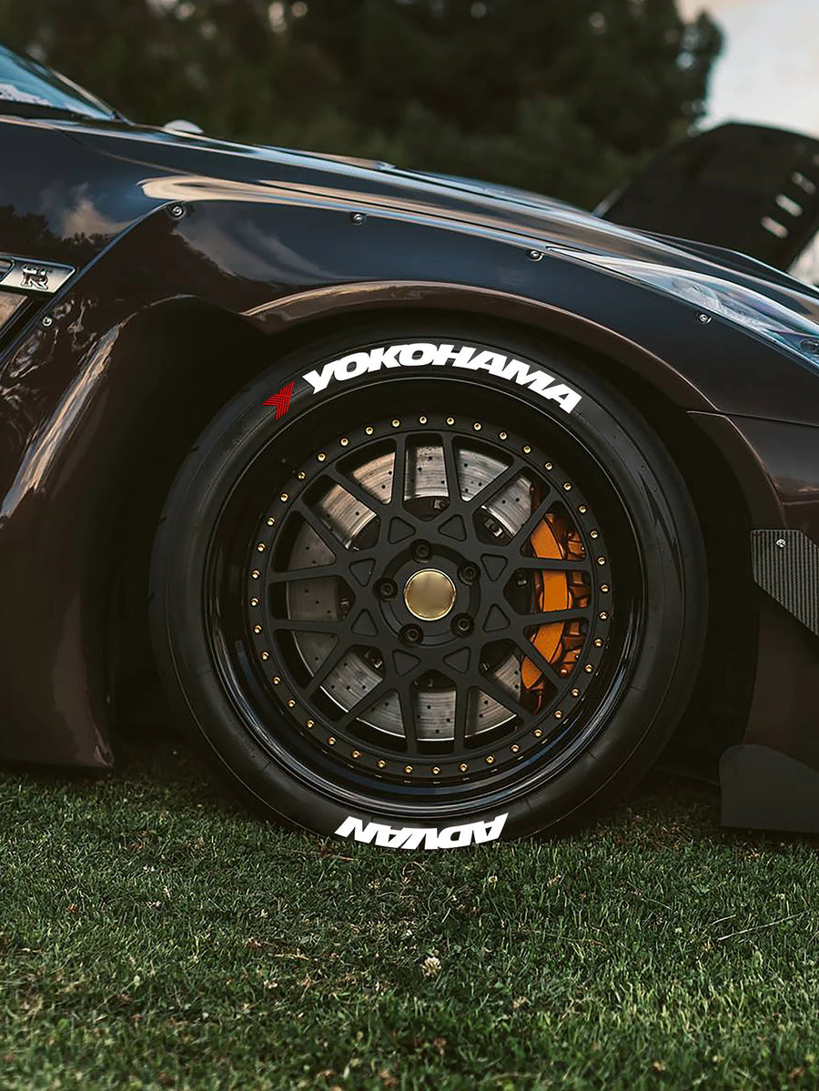 Yokohama Tire Letter Stickers Set for 4 Wheels 3D Pvc Raised Tire Decals Waterproof Racing Sidewall Decor