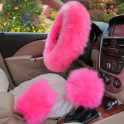 3-Piece Wool-Look Steering Wheel, Handbrake and Gear Shift Cover Set