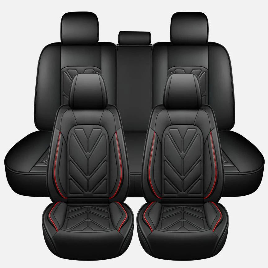 Universal PU-Leather 5-Seat Cover Set – Black or Black/Red