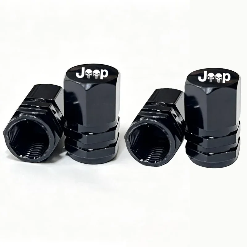 4-Piece Aluminum Tire Valve Cap Set for Jeep Models