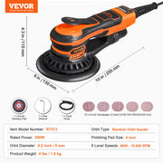 350W 6-Inch Brushless Random Orbital Sander – 4,000–10,000 RPM