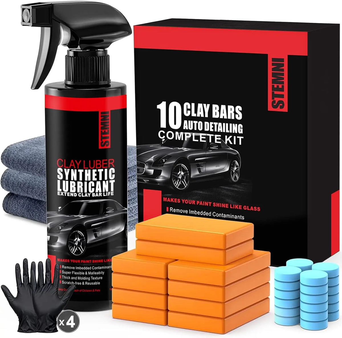 10 Pack Car Clay Bar Kit, Premium Grade Clay Bars Auto Detailing, Clay Luber Synthetic Lubricant, Car