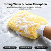 Dual-Sided Faux Wool Car Wash Mitt - 26 x 19 cm