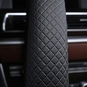14.5–15.5 in Universal Microfiber PU Steering Wheel Cover – Black