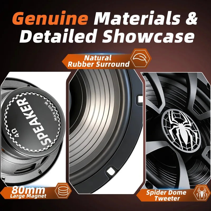 6.5-Inch 800W Coaxial Car Speakers with Silk-Dome Tweeters