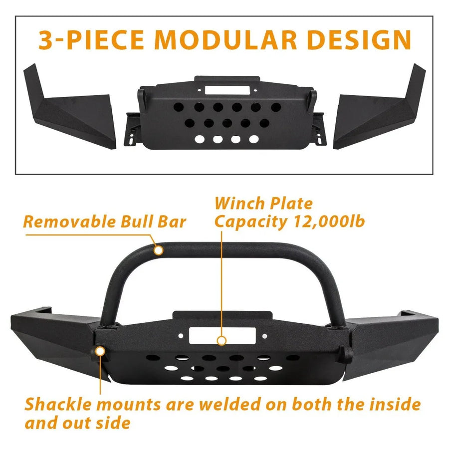 Modular Steel Front Winch Bumper with Bull Bar for 1998–2011 Ford Ranger