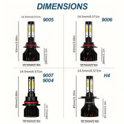 2-Piece H4/H7/H11/H13/9004/9005 LED Headlight Bulb – 6000K