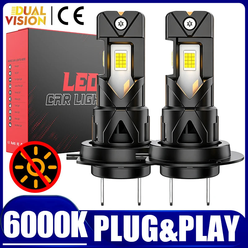 2-Piece H4/H7 LED Headlight Bulb – 6000K, CANBUS, Compact