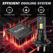 2-Piece H7 LED Headlight Bulb – 6000K, CANBUS, Compact