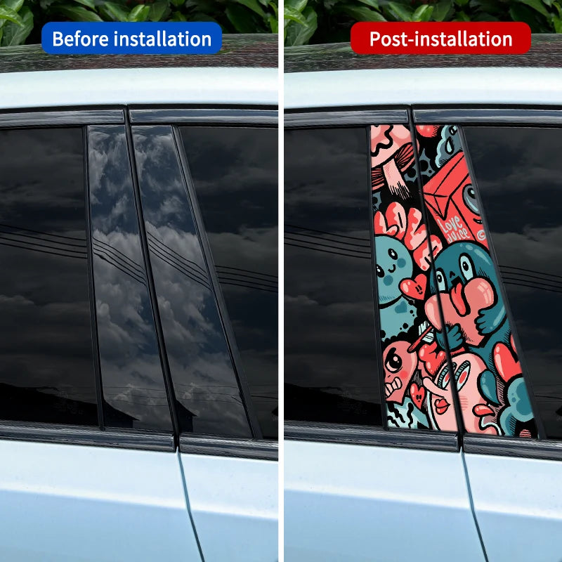 Dopamine Graffiti B-Pillar Car Decal – Waterproof Vinyl