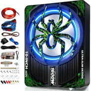 10-Inch 1600W Powered Under-Seat Car Subwoofer with Bass Remote