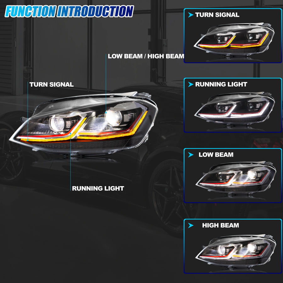 Volkswagen Golf Mk7 LED Headlight Pair – 2013–2017