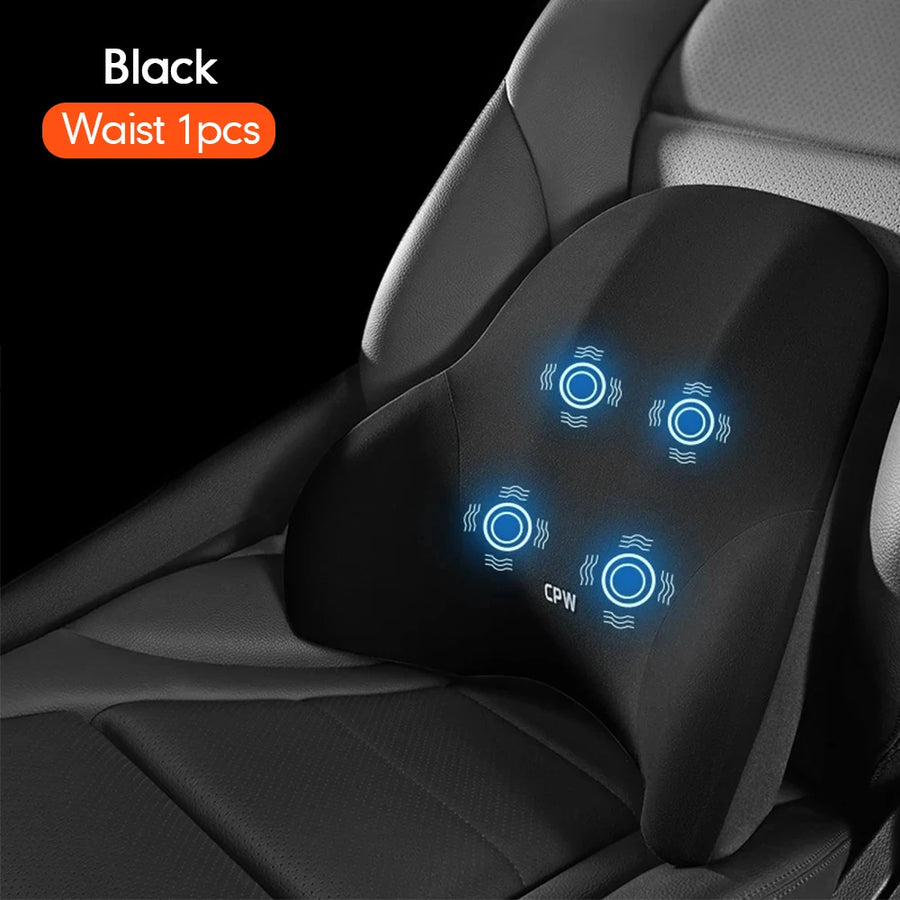 Universal Car Neck Pillow and Lumbar Support Cushion Set