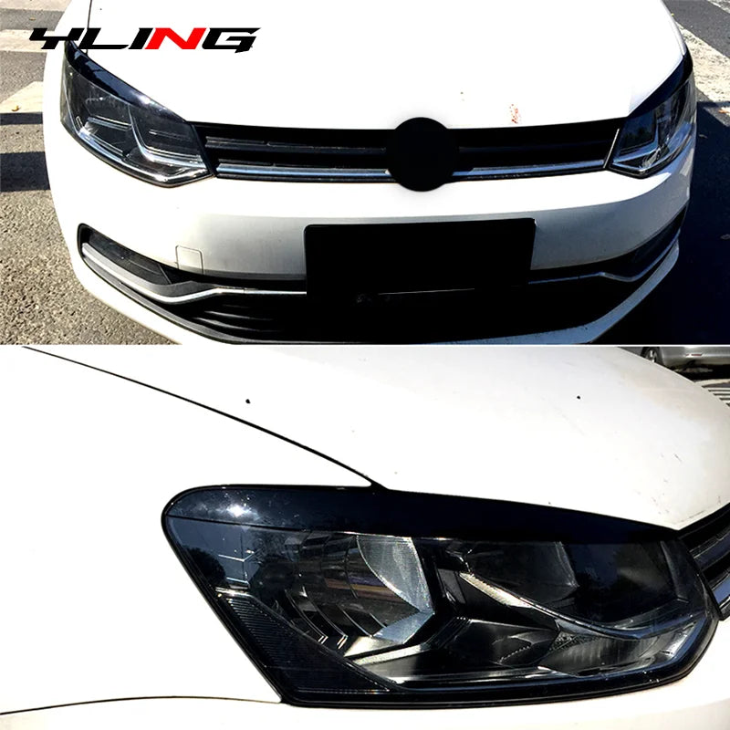 Gloss Black Headlight Eyebrow Trim Set for 2010–2017 Volkswagen Polo