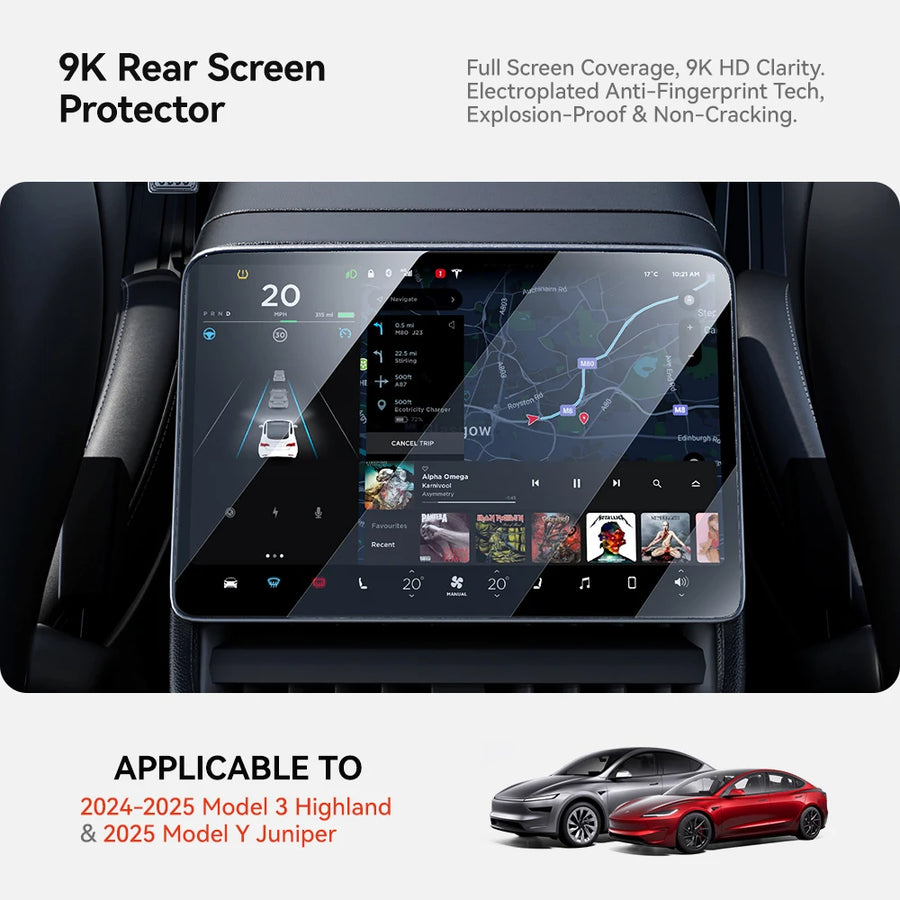 Rear Center Tempered-Glass Screen Protector for Tesla Model 3/Y Highland and Juniper