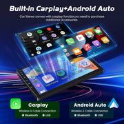 7-Inch 2-DIN Android 15 QLED Car Stereo with Wireless CarPlay and Android Auto