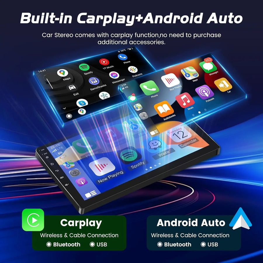 7-Inch 2-DIN Android 15 QLED Car Stereo with Wireless CarPlay and Android Auto
