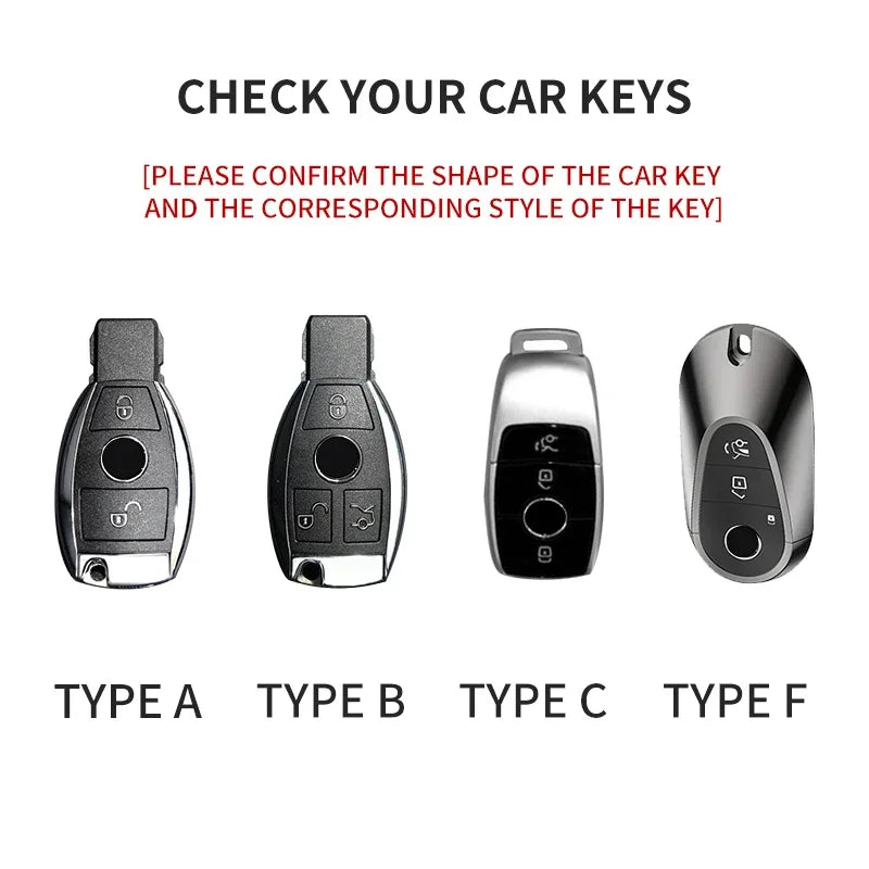 Suede Leather Car Key Case Cover for Mercedes-Benz