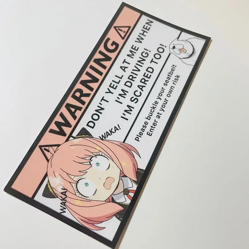 Anime Warning Vinyl Car Decal