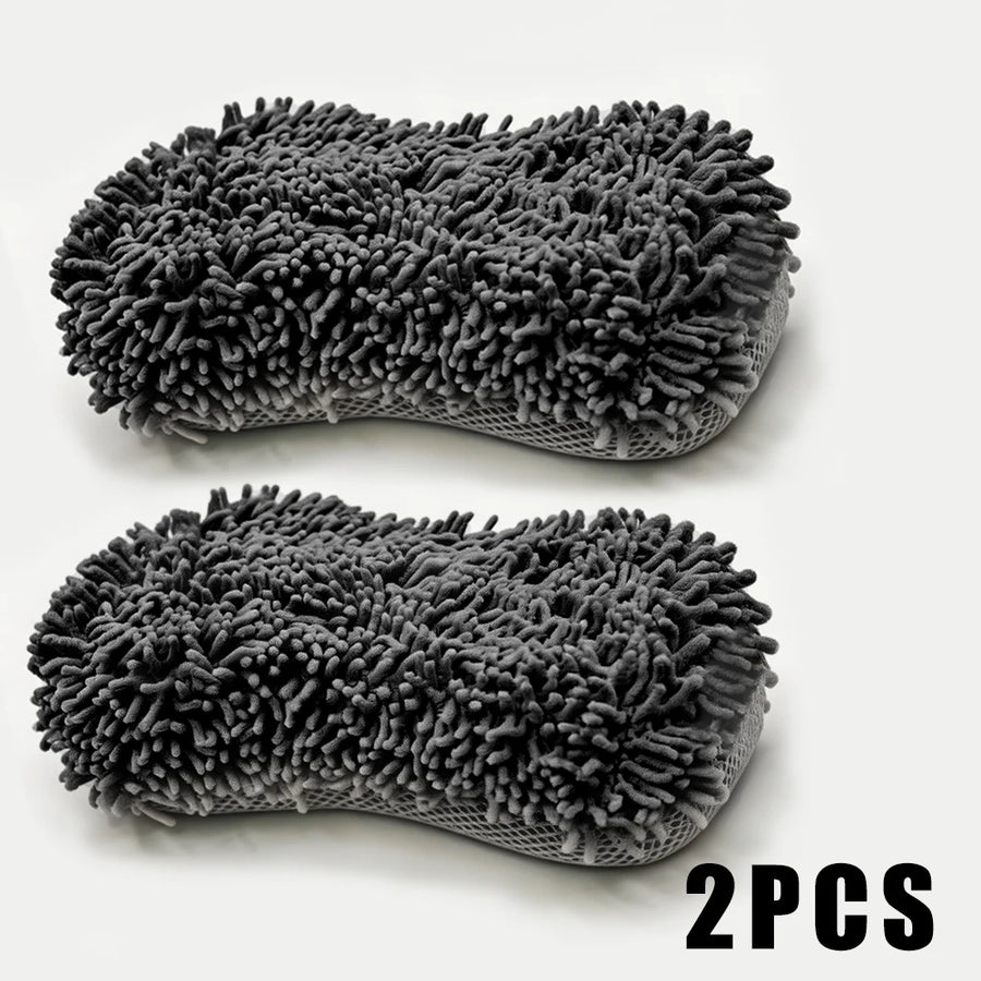 Chenille Microfiber Car Wash Sponges - 2-Pack, 23 x 13 cm