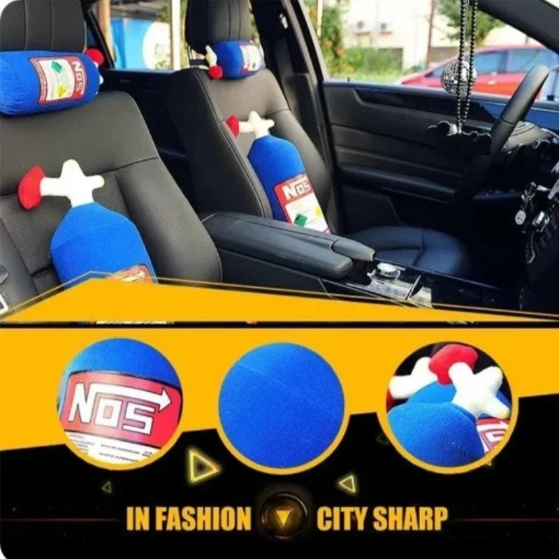 Nitrous-Bottle-Style Plush Car Neck Pillow