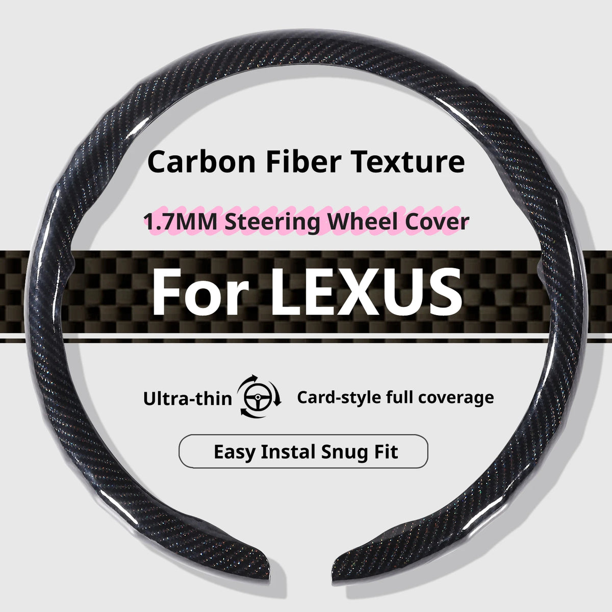 Carbon-Fiber-Texture Steering Wheel Cover for LEXUS