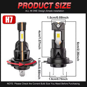 2-Piece H4/H7 LED Headlight Bulb – 6000K, CANBUS, Compact