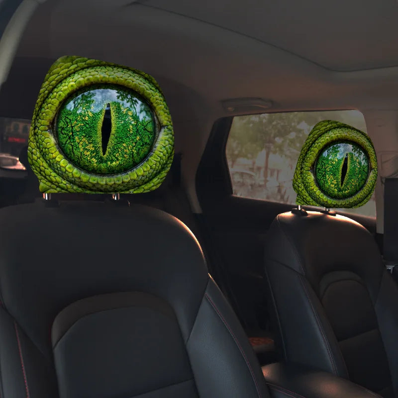 2-Piece Halloween Horror Face Car Headrest Covers – Universal Elastic Protective Sleeves