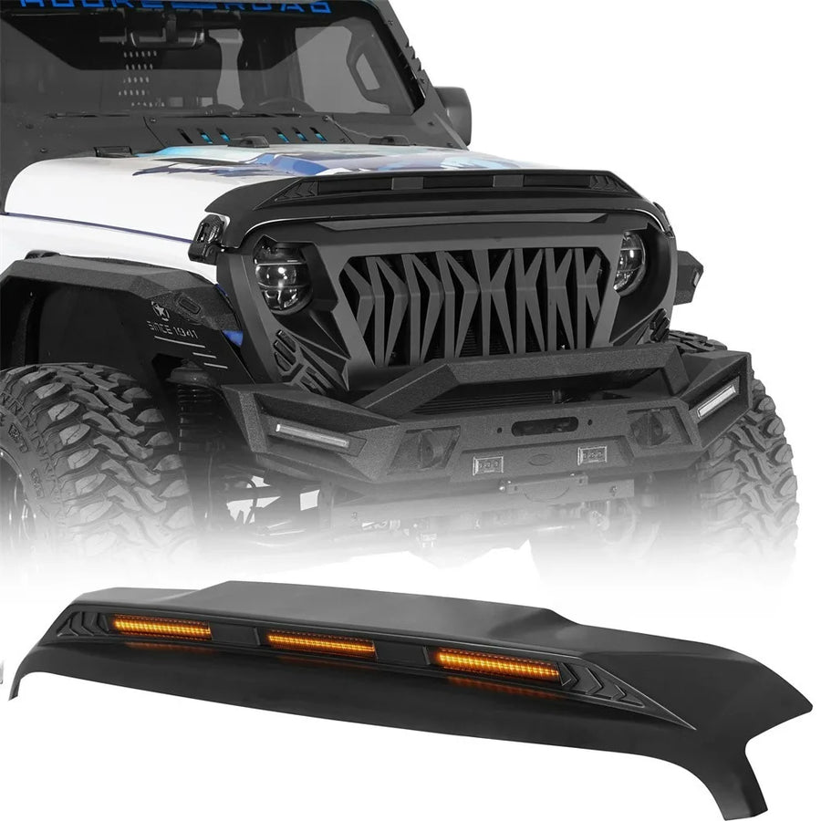 LED Hood Protector Stone Guard for 2018–2026 Jeep Wrangler JL/Gladiator JT