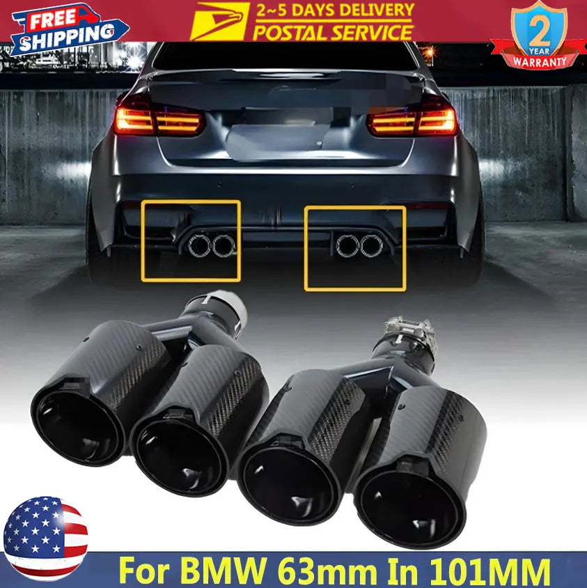 63 mm Inlet x 101 mm Outlet Carbon-Fiber Dual Exhaust Tip