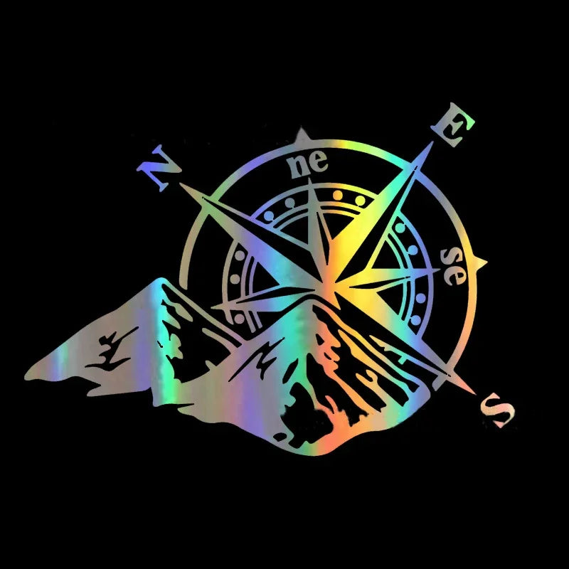 Mountain Compass Reflective Vehicle Decal – 16.6 × 12 cm