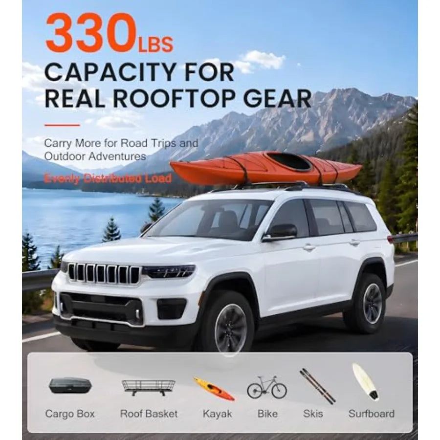 Black Roof Rack Crossbar Set for 2021–2026 Jeep Grand Cherokee